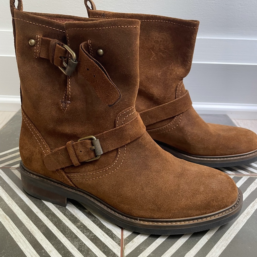 Jcrew Brown Suede Moto Boots